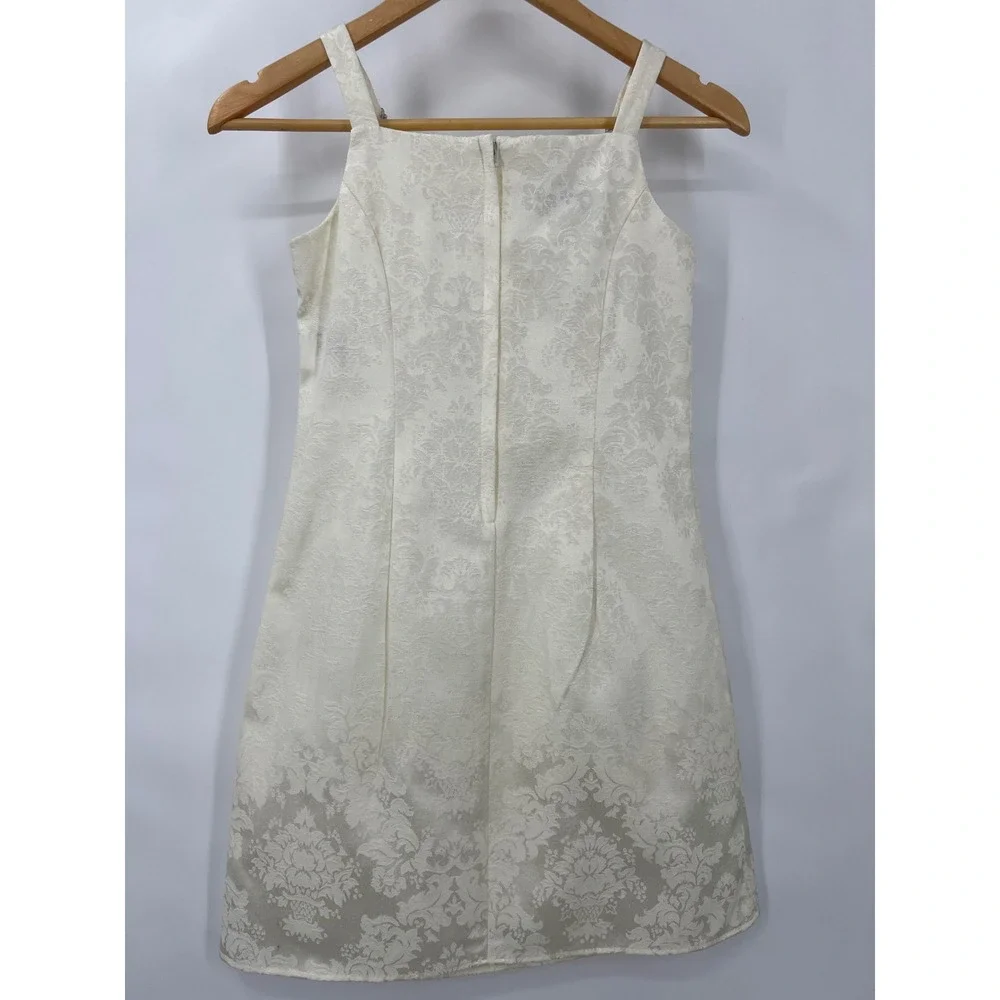 Jessica McClintock Girls 12 Vintage Cream‎ Brocade Formal Dress Rhinestone Party
